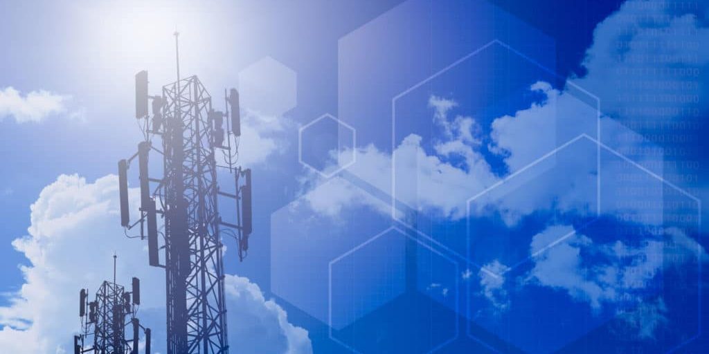 communication tower and information technology concept design for stage background